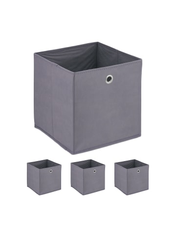 relaxdays 4 x Aufbewahrungsbox in Grau - (B)30 x (H)30 x (T)30 cm