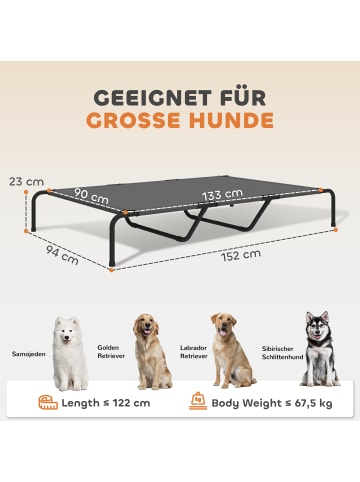 Pawhut Erhöhtes Hundebett,152L x 94B x 23H cm,Grau