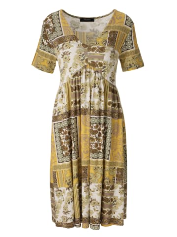 Aniston CASUAL Sommerkleid in wollweiß-sonnengelb-salbei-braun-taupe