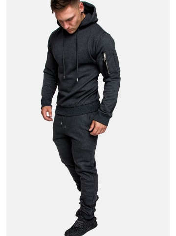 Humy Hoodie Jogginganzug mit Camo Design & Armtasche A&S in Anthrazit