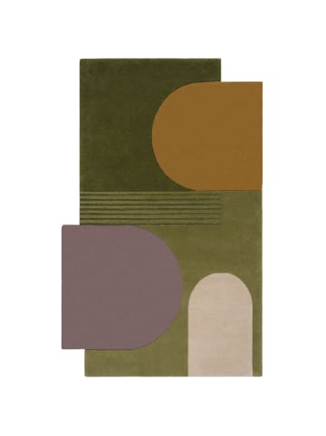 KADIMA DESIGN Wollteppich modern, abstrakt, rutschfest, Teppich 100% Wolle in Grün