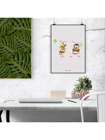 Mr. & Mrs. Panda Poster Hummeln Kleeblatt ohne Spruch in Grau Pastell