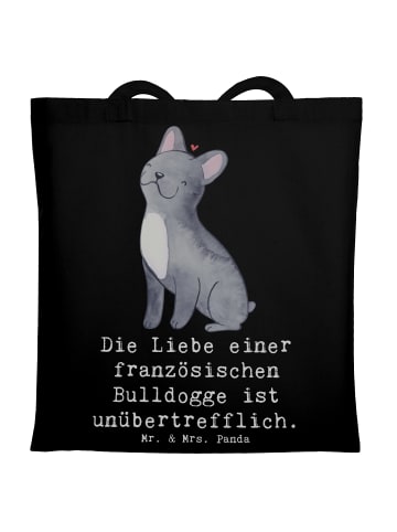Mr. & Mrs. Panda Jutebeutel Französische Bulldogge Liebe mit Spruch in Schwarz