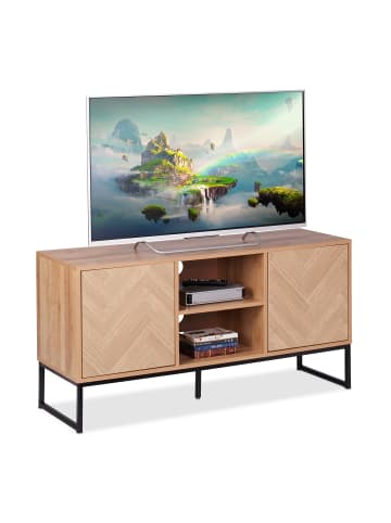 relaxdays TV Lowboard in Hellbraun/ Schwarz - (B)120 x (H)60 x (T)38 cm