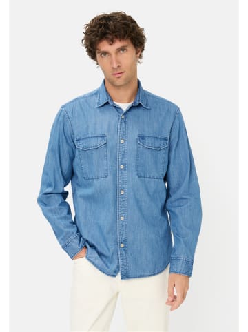 Camel Active Langarmhemd in Jeans Optik in Stromy Blue