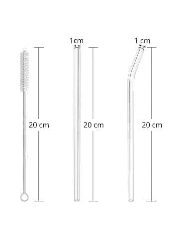 LA VAGUE SMOOTHIE Wiederverwendbares Glastrinkhalm-Set in transparent