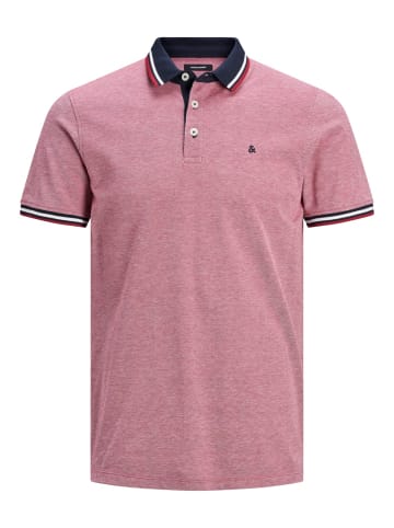 Jack & Jones Polo Shirt JJEPAULOS Sommer Hemd Kragen Pique Cotton in Rot