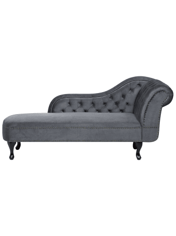 Beliani Chaiselongue NIMES in Grau/Dunkler Holzfarbton - (W) 169 x (H) 79 x (L) 65 cm