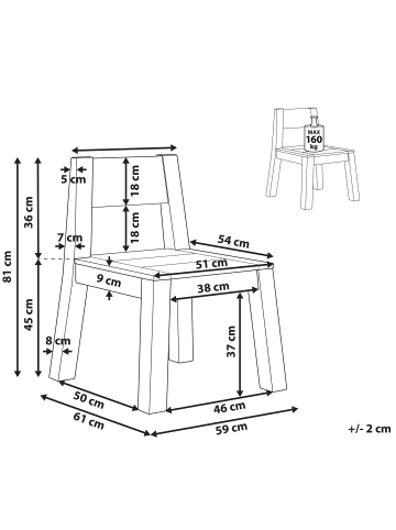 Beliani Esszimmerstuhl LIVORNO in Braun - (W) 59 x (H) 81 x (L) 61 cm