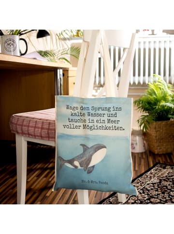 Mr. & Mrs. Panda Shopper Orca Design mit Spruch in Weiß