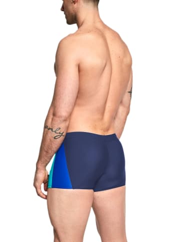 Aquarti Herren Badehose Kurz mit Seitlichem Streifen in dunkelblau
