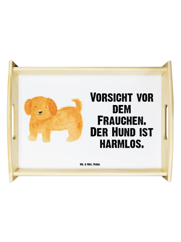 Mr. & Mrs. Panda Sofa Tablett Hund Flauschig mit Spruch in Weiß