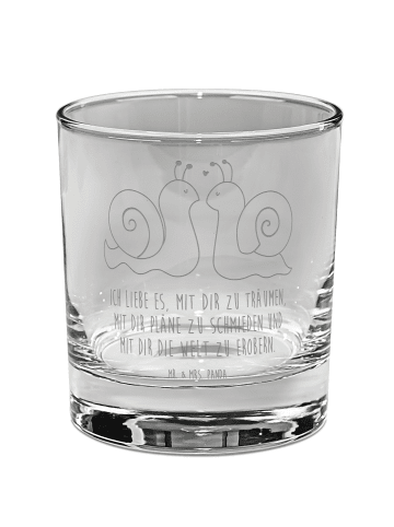Mr. & Mrs. Panda Whiskey Glas Schnecken Liebe mit Spruch in Transparent