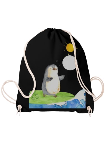 Mr. & Mrs. Panda Materialzugbeutel Pinguin Surfer ohne Spruch in Schwarz