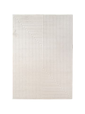 KADIMA DESIGN Kurzflorteppich Skandi 3D-Bögen Waschbar Wohnzimmer in Creme
