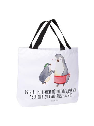Mr. & Mrs. Panda Shopper Pinguin mit Kind mit Spruch in Weiß