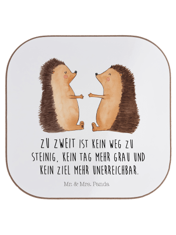 Mr. & Mrs. Panda Bierdeckel Hochzeit Igel mit Spruch in Weiß