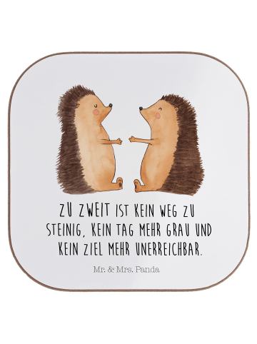 Mr. & Mrs. Panda Untersetzer Hochzeit Igel mit Spruch in Weiß