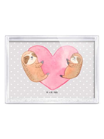 Mr. & Mrs. Panda Bilderrahmen Faultiere Herz ohne Spruch in Grau Pastell