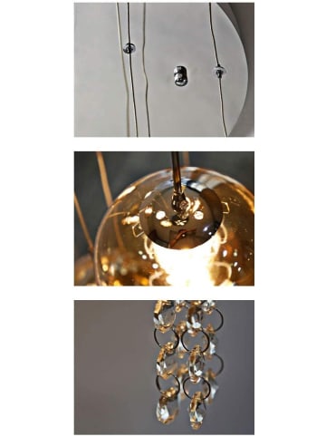 ZMH Pendelleuchte 15-flammige G9 in bernstein Glas und Kristall L41cm x H335cm