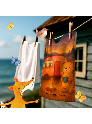 Mr. & Mrs. Panda Gästehandtücher Bär Camper Design ohne Spruch in Weiß