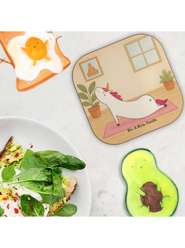 Mr. & Mrs. Panda Glasuntersetzer Einhorn Yoga Design ohne Spruch in Weiß