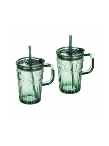 relaxdays 2 x Trinkgläser in Grün - 450 ml