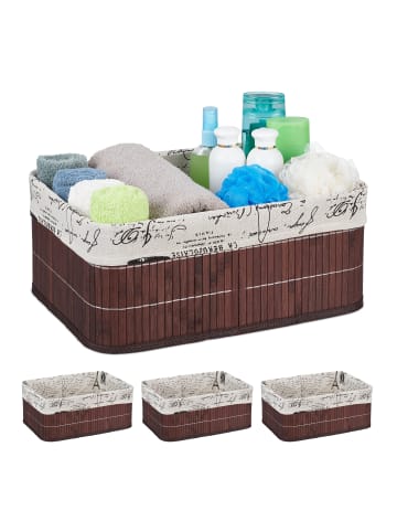 relaxdays 4 x Aufbewahrungskorb in Braun - (B)38 x (H)16,5 x (T)28,5 cm