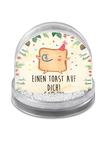 Mr. & Mrs. Panda Schneekugel Weihnachten Toast Party mit Spruch in Naturpapier