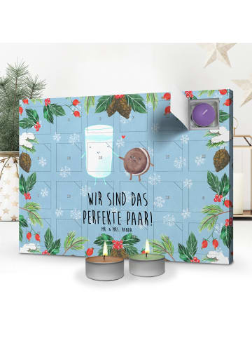 Mr. & Mrs. Panda Duftkerzen Adventskalender Milch Keks mit Spruch in Eisblau