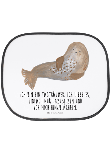 Mr. & Mrs. Panda Sonnenschutz Auto Robbe Lachen mit Spruch in Weiß