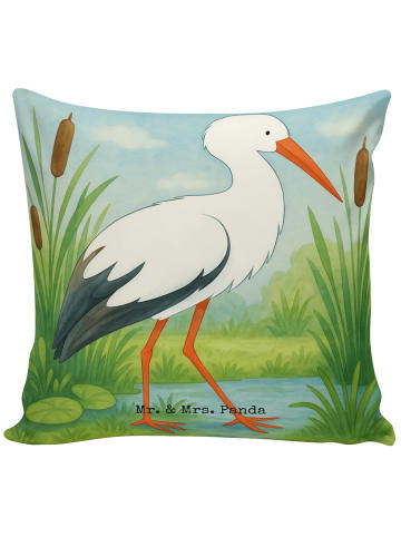 Mr. & Mrs. Panda Kissen 40x40 Storch Design ohne Spruch in Weiß