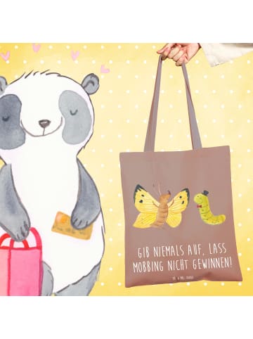 Mr. & Mrs. Panda Jutetasche Mobbing bewältigen mit Spruch in Braun Pastell