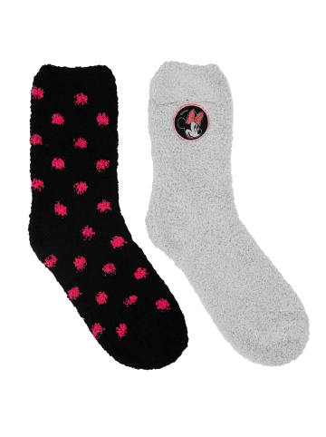 Disney 2er Pack Disney Minnie Mouse Kuschelsocken in grau/schwarz