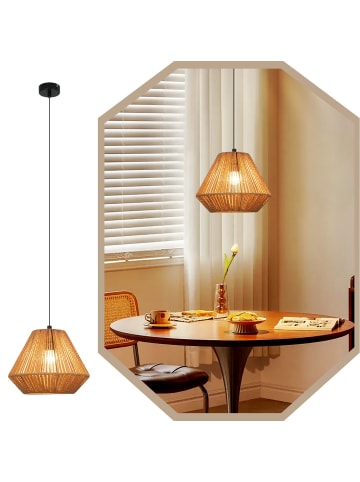 ZMH Pendelleuchte 1-flammige E27 in schwarz Diamant Design Vintage Rattan