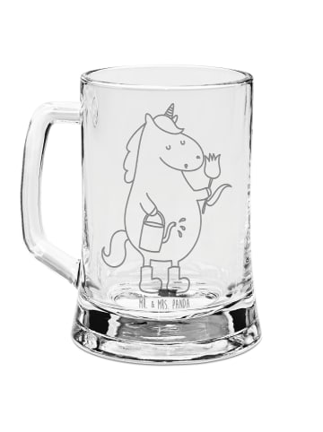 Mr. & Mrs. Panda Gravur Bierkrug Einhorn Gärtner ohne Spruch in Transparent