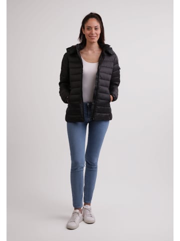 CASH-MERE.CH Daunenjacke mit Kapuze und Kaschmirfutter in Schwarz