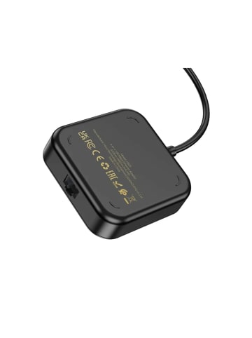 HOCO HOCO HUB-Adapter 4in1 USB auf USB2.0*3+RJ45 100 Mbit/s in Schwarz