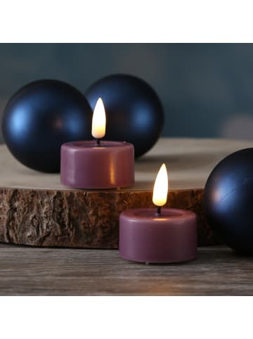 Deluxe Homeart 2x LED Teelichter Mia flackernd mit Batterien D: 4,1cm in flieder