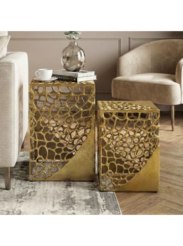 FineBuy Beistelltisch in Gold / Aluminium / 30x30x45