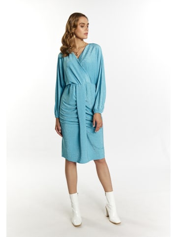 faina Damen Abendkleid Mit Glanzgarn in Aqua