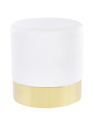 Beliani Pouf SOPHIA in Weiß/Gold - (W) 39 x (H) 40 x (L) 39 cm
