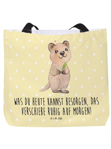 Mr. & Mrs. Panda Shopper Quokka Happy mit Spruch in Gelb Pastell