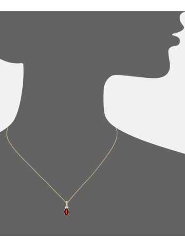 Diamant L'éternel Halskette mit Anhänger aus 375 Gelbgold mit Granat