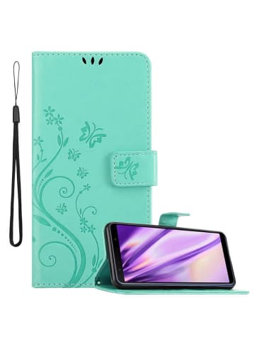 cadorabo Hülle für Samsung Galaxy A7 2018 Blumen Design in FLORAL TÜRKIS