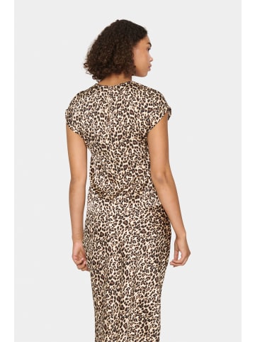 SAINT TROPEZ Kurzarm-Bluse ZoviSZ Gerade Passform in Black Reg Leo