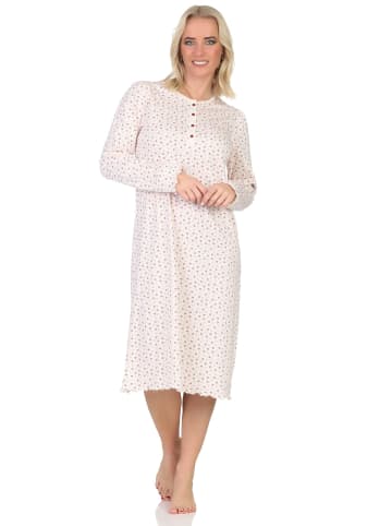NORMANN Langarm Nachthemd klassische Design Knopfleiste am Hals - 87436 in creme