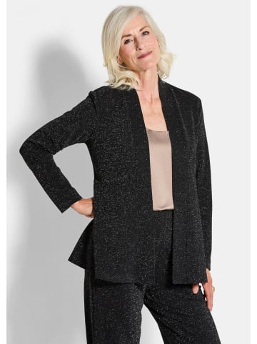 GOLDNER Kurzgröße:  Jerseyblazer Glänzender Festblazer mit Schalkragen in schwarz / silberfarben