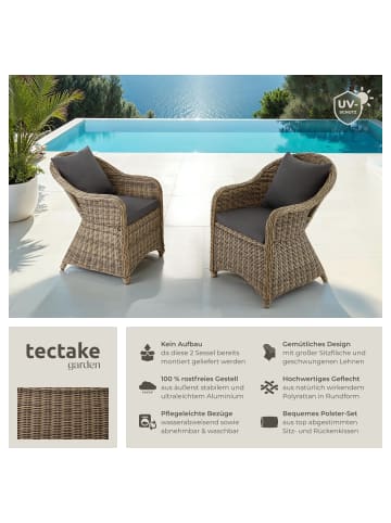 tectake 2er Set Aluminium Rattansessel  kein Aufbau, natur
