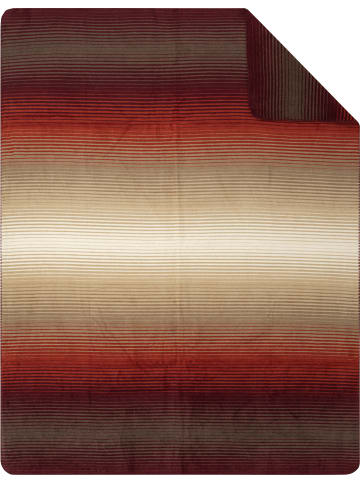Ibena Jacquard, Baumwollmischung Wohndecke in rot/beige